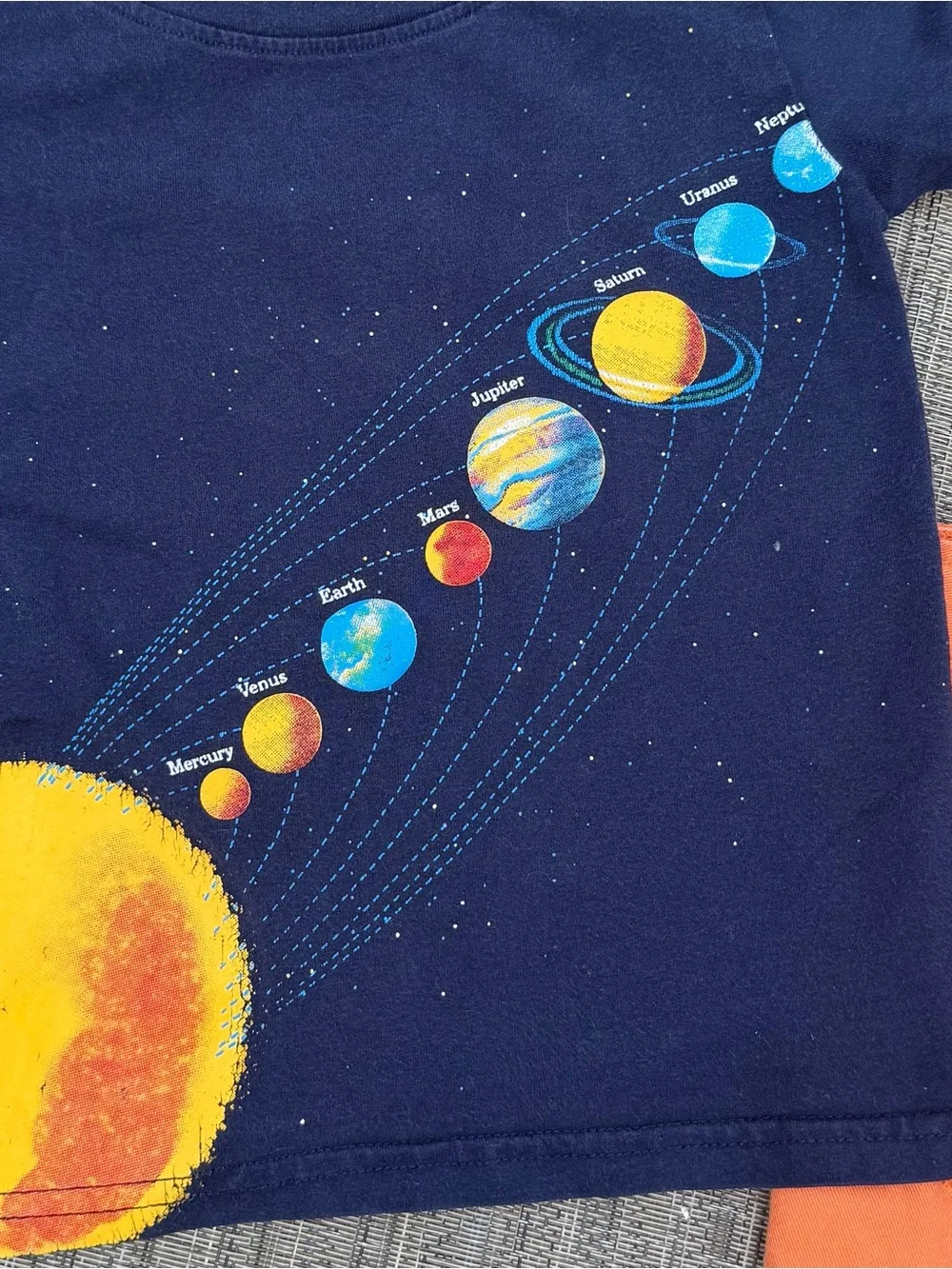 Ralph Lauren Orange Toddler Cargo Shorts w/Colorful Planets Shirt, 2T FIRM PRICE